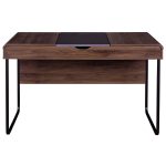 Bild von Miliboo Design-Schreibtisch mit Tischplatte aus Holz und grau QUINT
