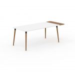 Bild von MYCS Schreibtisch Massivholz Weiß – Moderner Massivholz-Schreibtisch: Einzigartiges Design – 210 x 75 x 90 cm, konfigurierbar